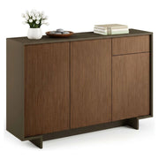 Credenza Arius, Madia da salotto, Buffet da soggiorno a 3 ante e 1 cassetto, 100% Made in Italy, 134x35h87 cm, Marrone e Noce