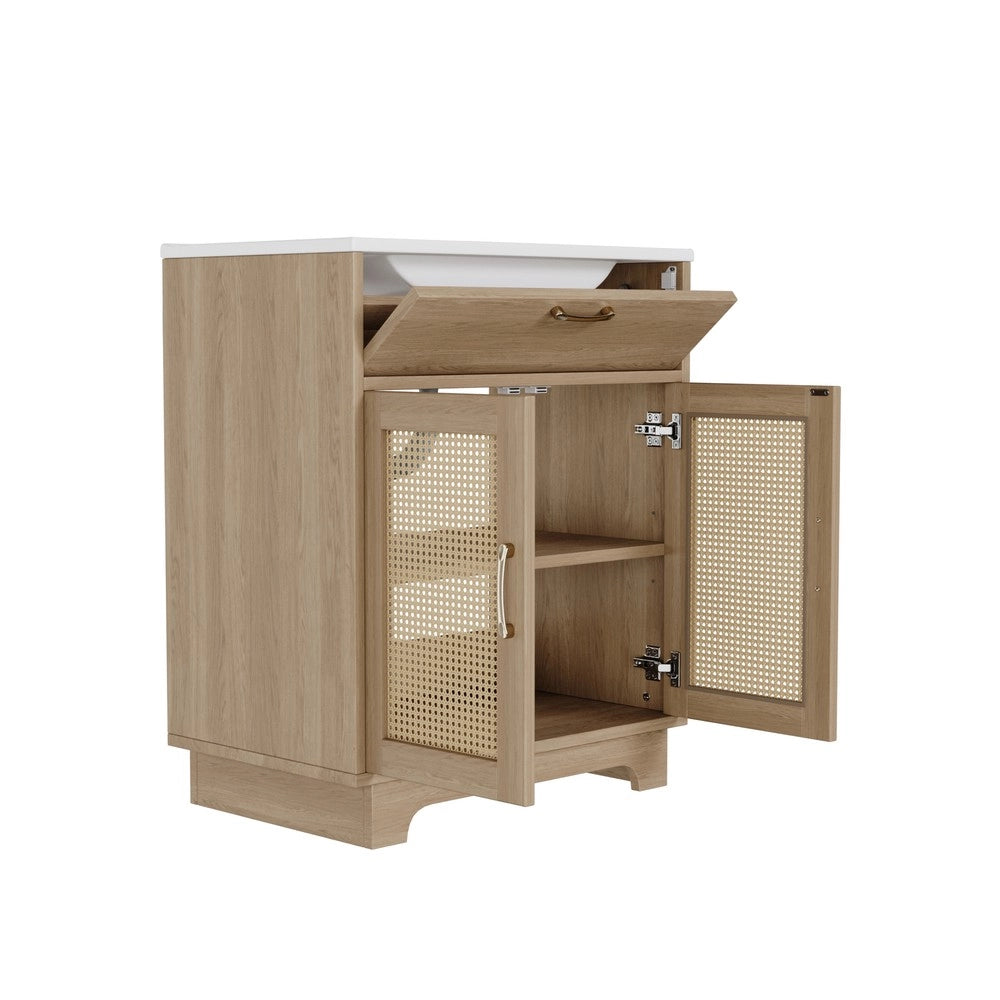 Mobile Sottolavabo da Bagno con Lavabo in Ceramica ¨C Xylo ¨C Bianco, 76x46x88 cm