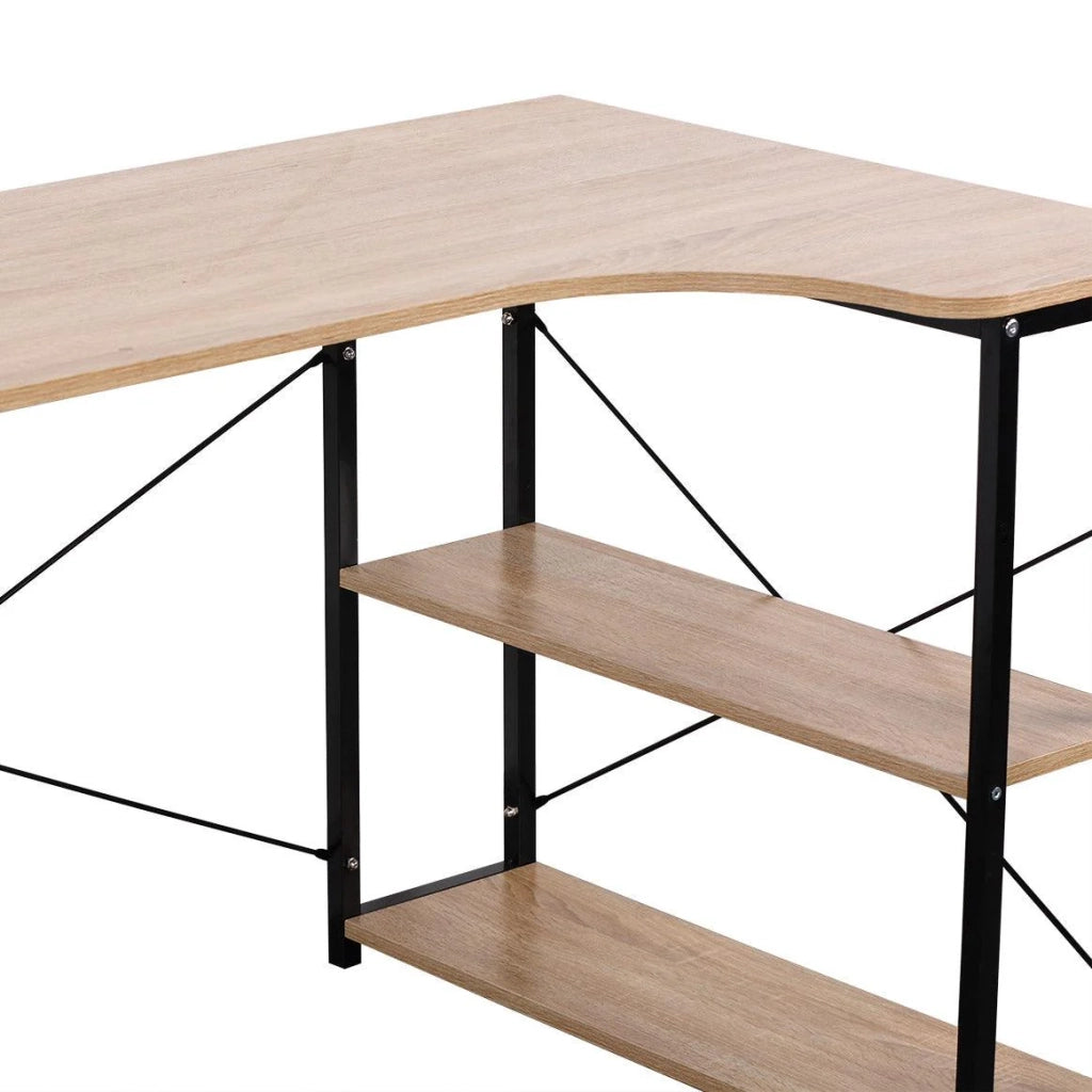 Scrivania per adulti spazioso tavolo da lavoro con due ripiani MDF 120 cm beige 19_0000390