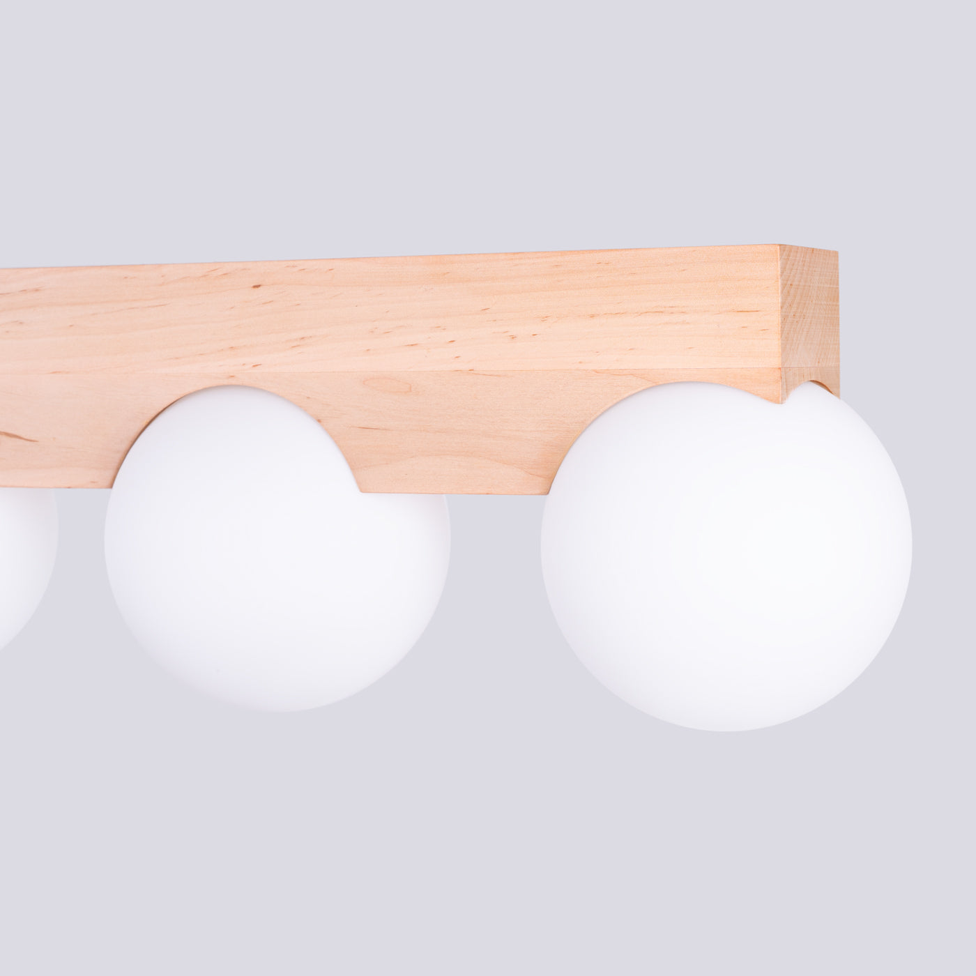 Lampada a sospensione BULBO Peach Puff a 4 luci in legno e vetro, design moderno