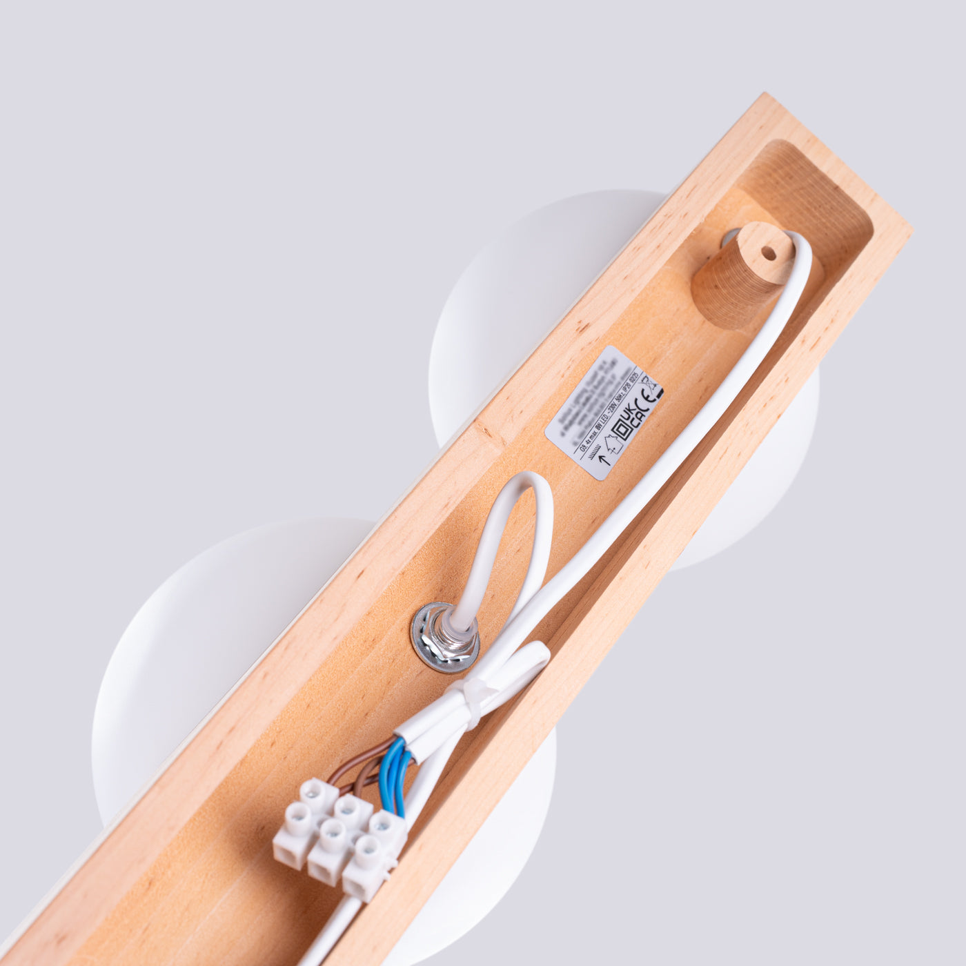 Lampada a sospensione BULBO Peach Puff a 4 luci in legno e vetro, design moderno