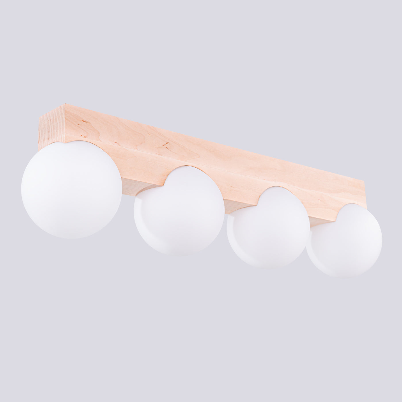 Lampada a sospensione BULBO Peach Puff a 4 luci in legno e vetro, design moderno