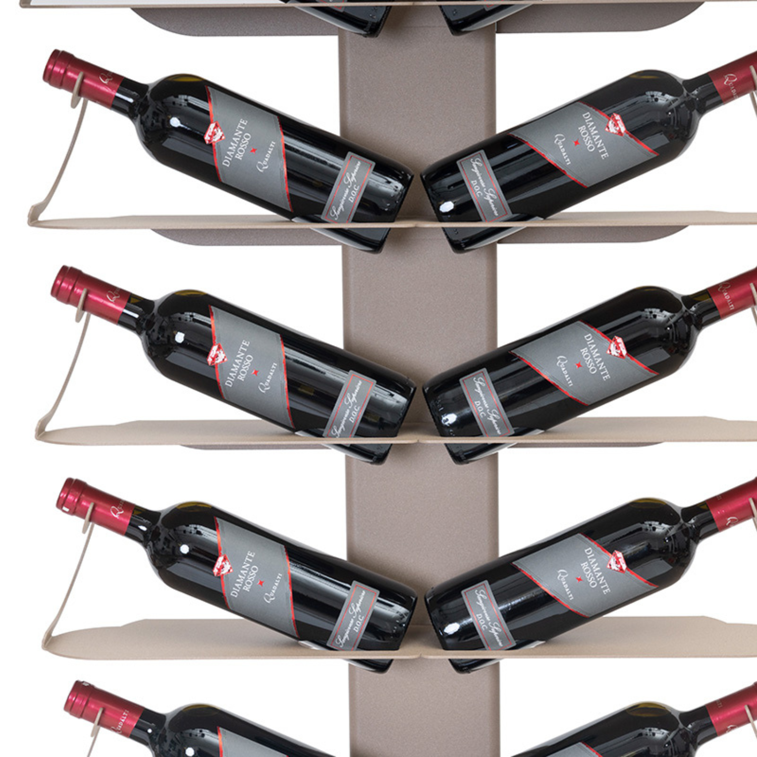 ALUBOX VIRGO Porta Vino Da Terra A Colonna Autoportante Illuminato 167X60X30 Cm Portabottiglie Vino Da Terra In Alluminio Con 10 Mensole Doppie In Lamiera Zincata Capacità 20 Bottiglie