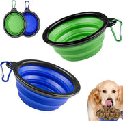 Ciotole per cani pieghevoli - Ossidiana portatile per cani - Inclinabile e impermeabile - In silicone - Per cani e gatti - Blu + verde