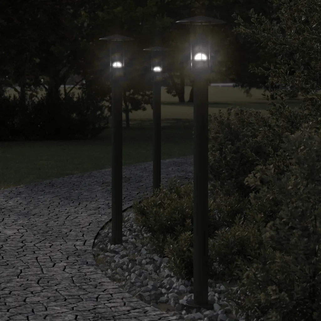 vidaXL Lampade da Terra per Esterni 3 pz Nere 100 cm in Acciaio Inox