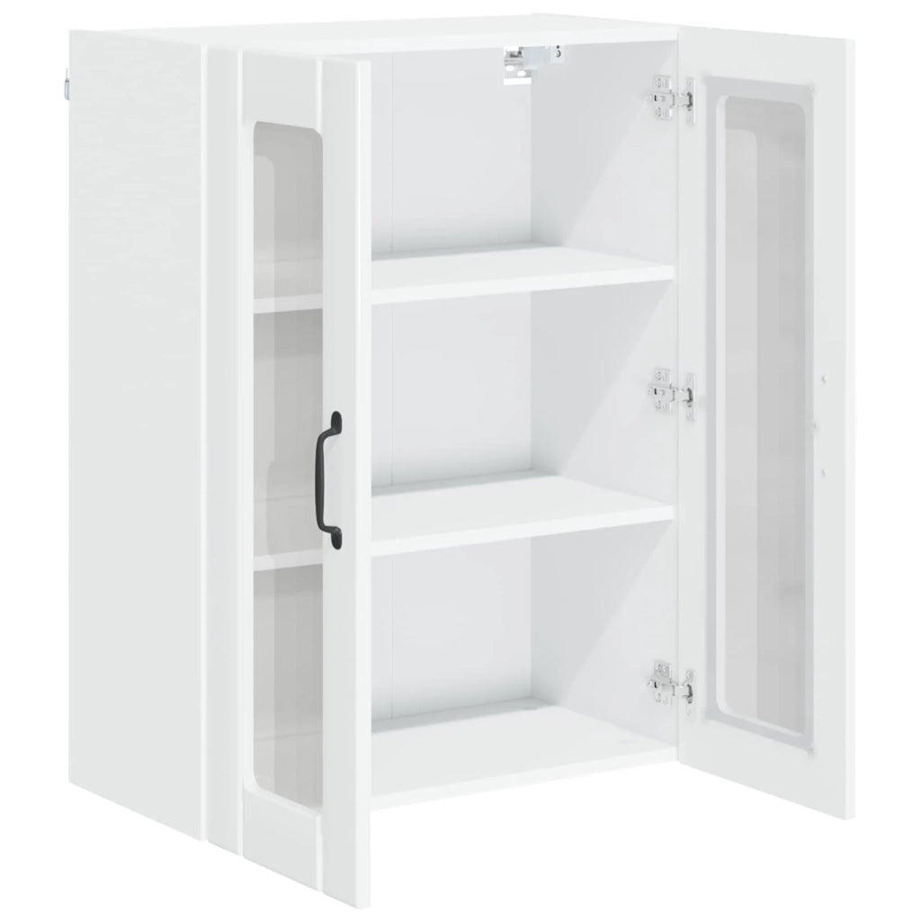 Mobile da cucina moderno e funzionale con vani a ribalta 60 x 31 x 80 cm realizzato in legno composito bianco lucido 02_0054106