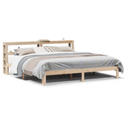 Letto matrimoniale | Letto per adulti | Giroletto con Testiera 200x200 cm in Legno Massello di Pino