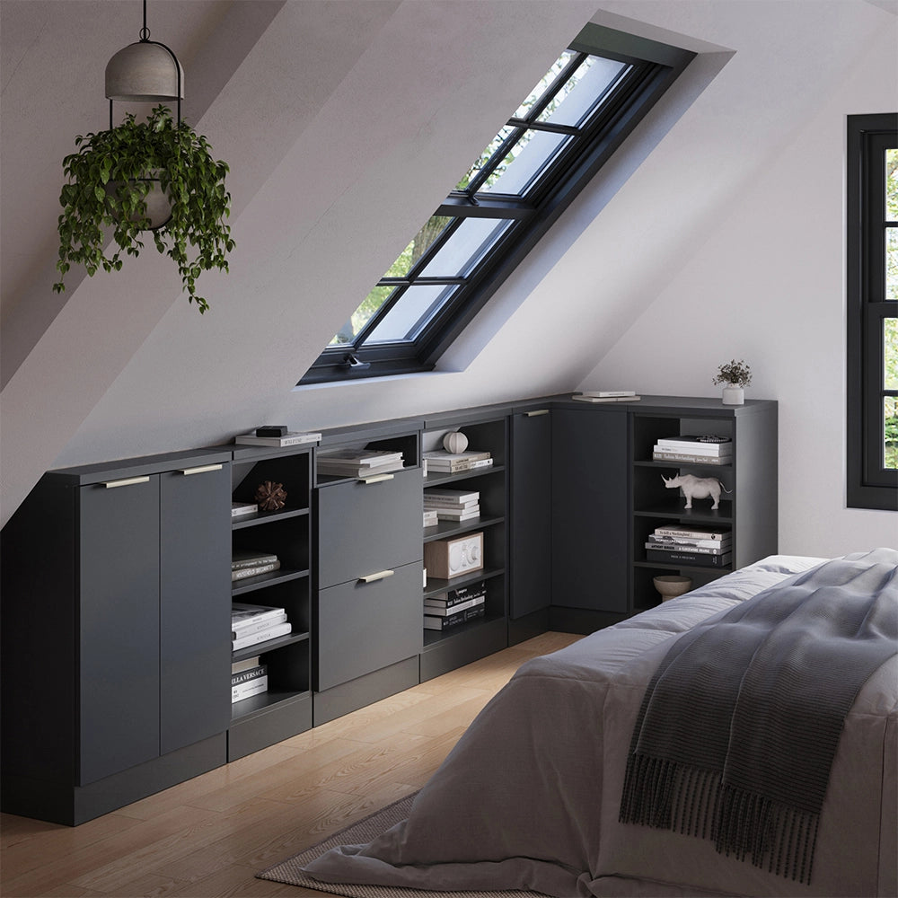 Mobile sottotetto Mobile angolare Rion Antracite-oro/Antracite 75.6 x 83.8 cm con 1 porta Vicco