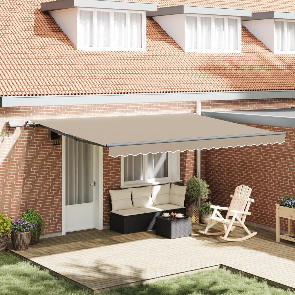 Tenda Retrattile Manuale  con LED Beige 450x300 cm