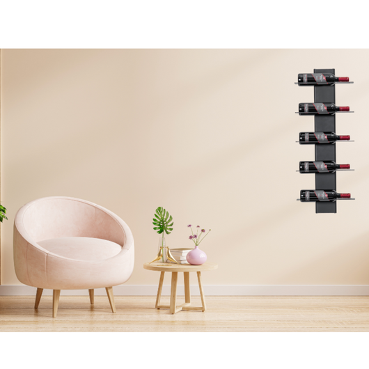 ALUBOX VIRGO Porta Vino Da Parete A Colonna 83,5X30X14,6 Cm Portabottiglie Da Parete In Alluminio Con 5 Mensole Piatte In Lamiera Zincata 30X14,6 Cm Per 5 Bottiglie COLORE: ANTRACITE