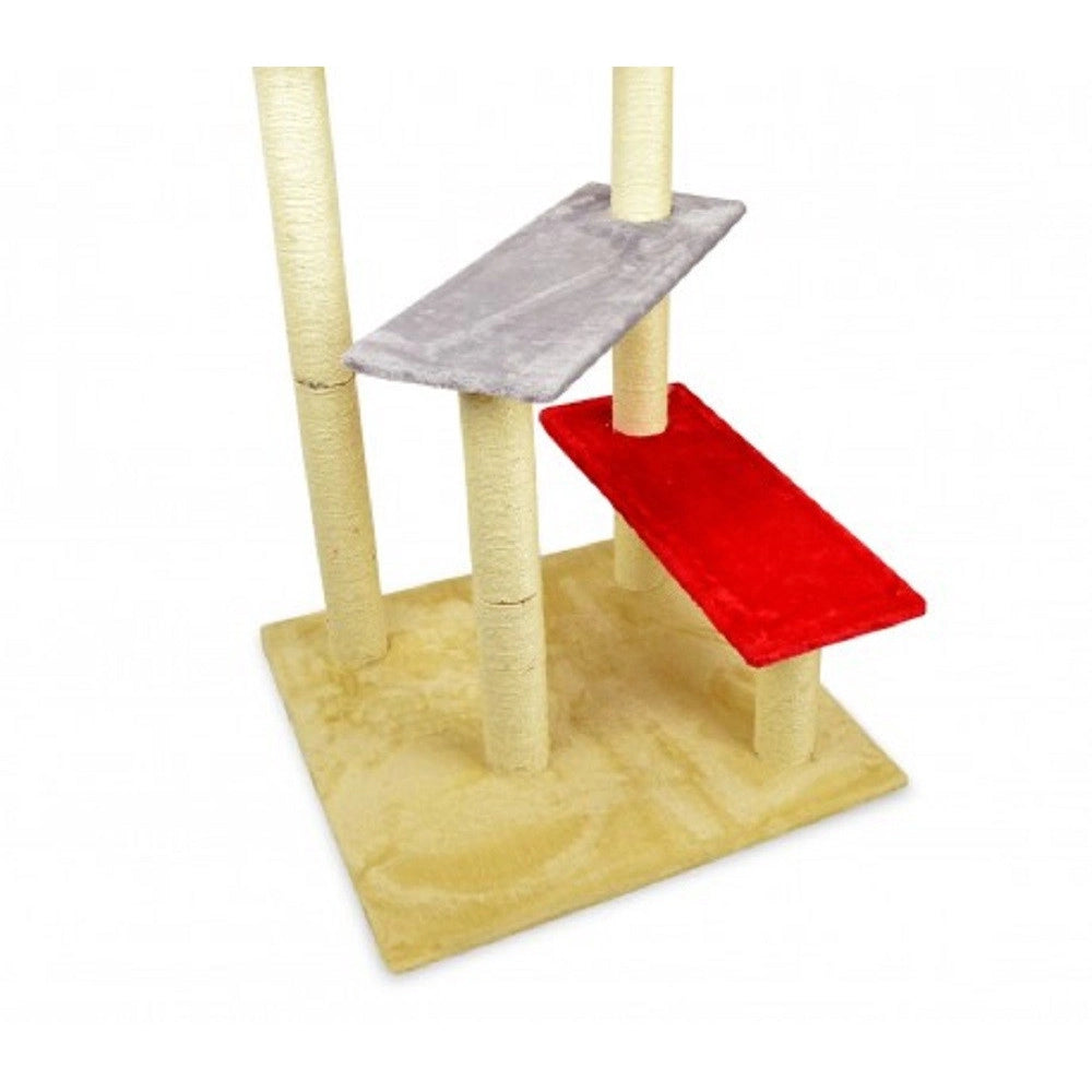 Trade Shop - Palestra Tiragraffi Per Gatti Gatto A Scala Con Colonne In Sisal 144 Cm -