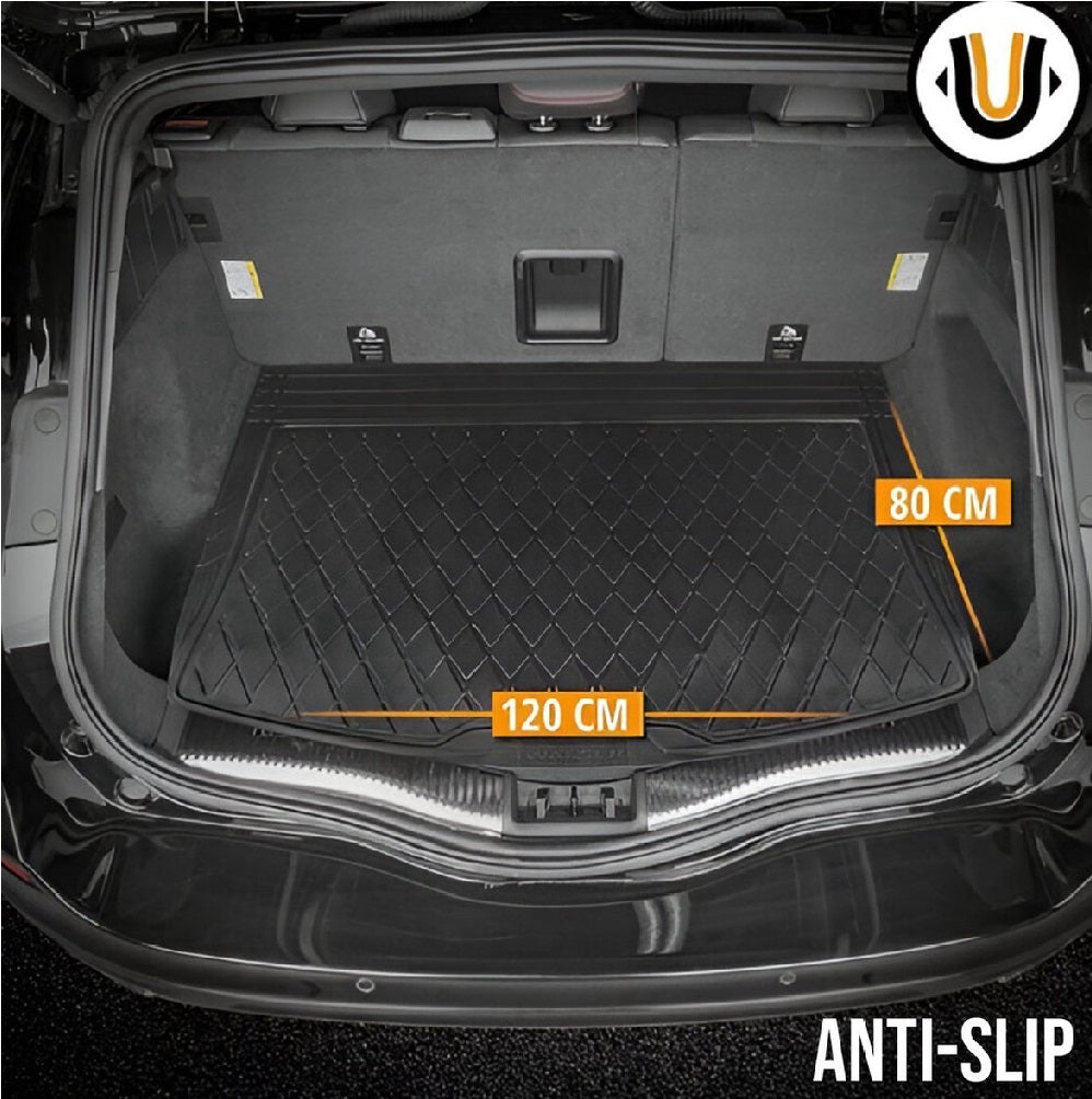 Tappetino Protezione Bagagliaio PVC Universale Antiscivolo 80x120 cm Nero
