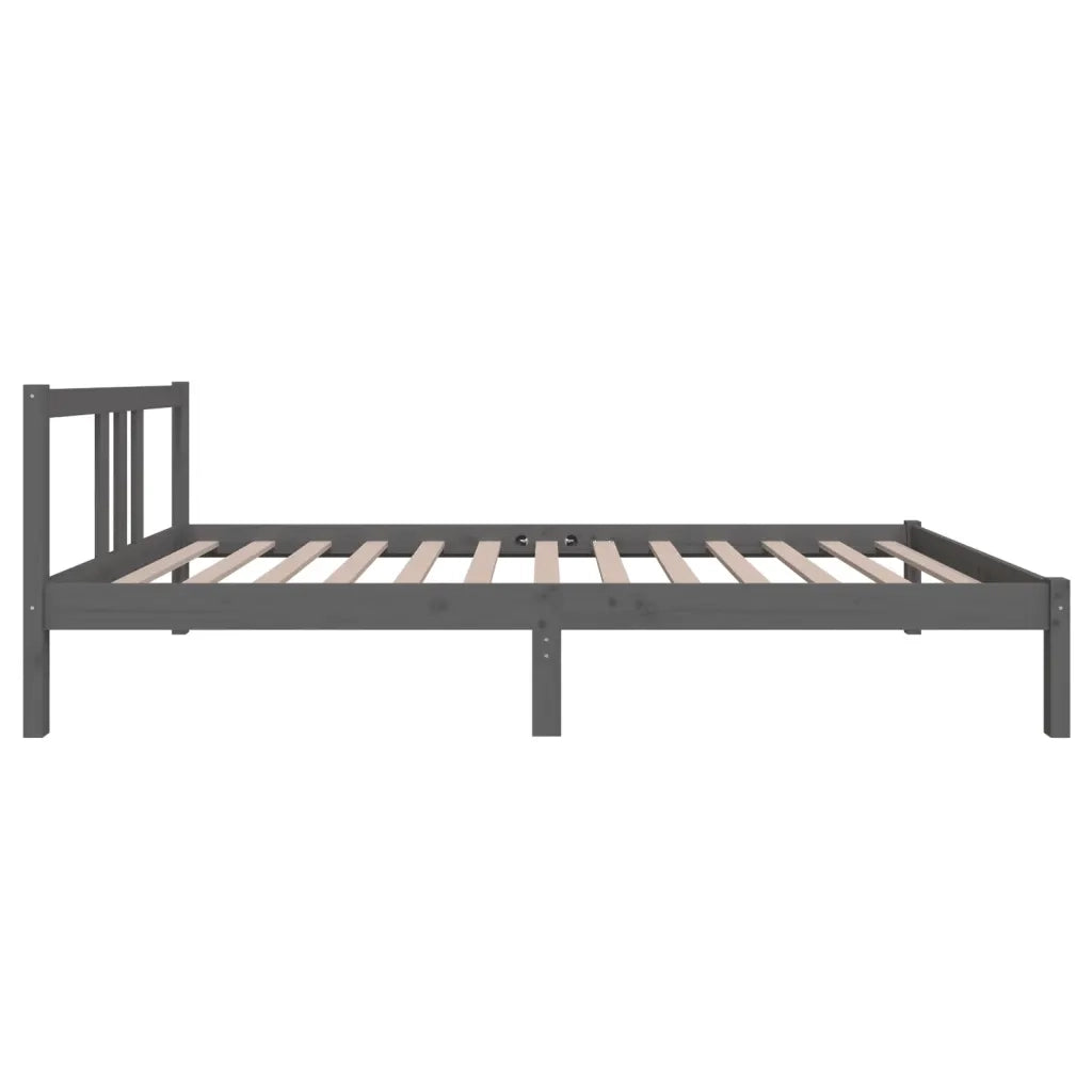 Letto singolo | Letto per adulti | Giroletto Grigio in Legno Massello 100x200 cm