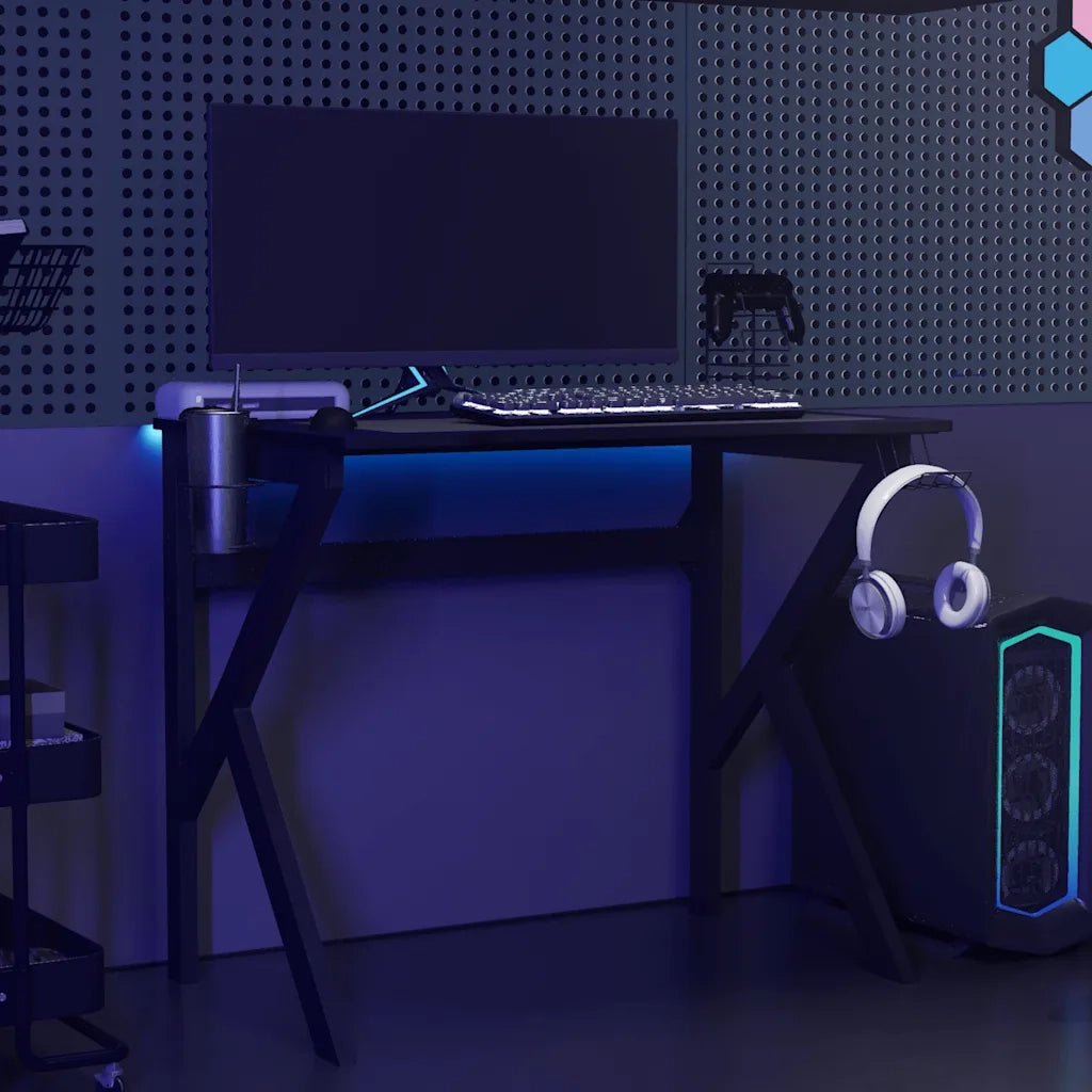 Scrivania | Tavolo da Ufficio da Gaming con Gambe a K Nera 90x60x75 cm
