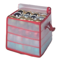 Custodia Porta Palle di Natale 64 Posti 34cm Rossa Salvaspazio Trasparente