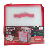 Custodia Porta Palle di Natale 64 Posti 34cm Rossa Salvaspazio Trasparente