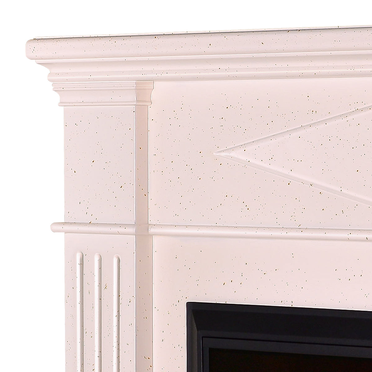 Camino Elettrico da Pavimento 110x130x33 cm Effetto Fiamma 1500W Atena Panna