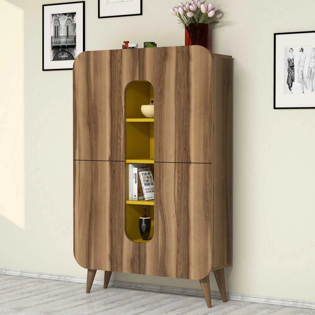 Madia Paularo, Credenza 7 Ripiani, 93x32x144h cm Marrone Noce