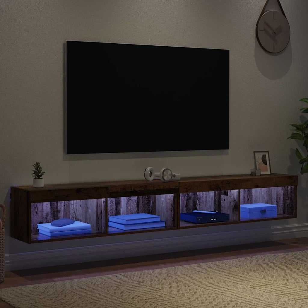 Set mobile TV con LED 2 pz-Credenza per TV Legno vecchio 100 x 30 x 30 cm
