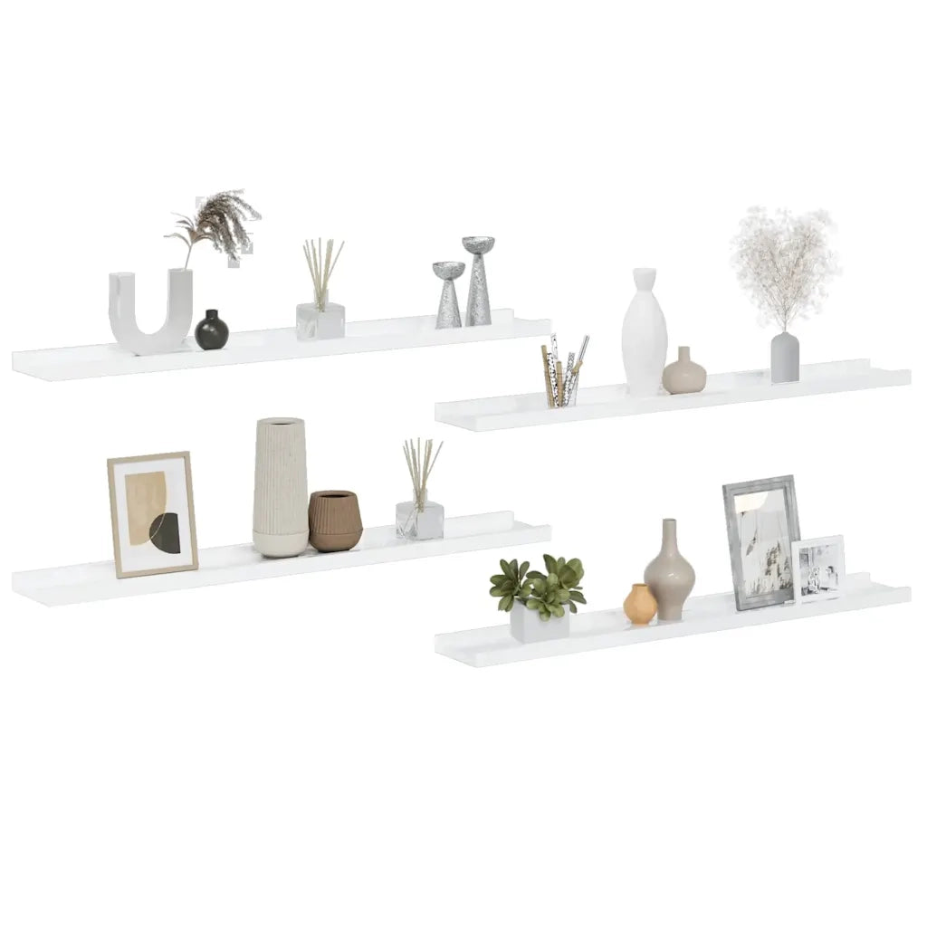 Mensole da Parete 4 pz Bianco Lucido 80x9x3 cm cod mxl 33584