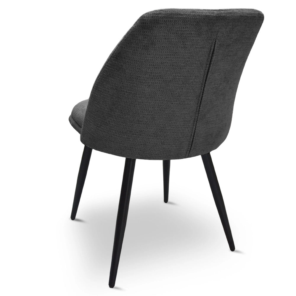 Sedia da sala pranzo Kety in microfibra grigio scuro con gambe in metallo nero