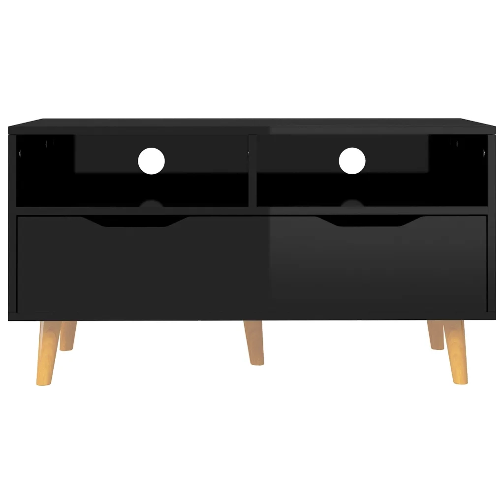 Mobile Porta TV-Credenza TV Nero Lucido 90x40x48,5 cm Legno Multistrato