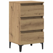 Comodino | Armadio da Notte | Mobiletto da notte con Gambe in Metallo Rovere Artigianale 40x35x69 cm