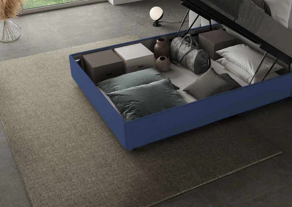 Letto 1 Piazza E Mezzo 120x200 cm Senza Rete Senza Testata Imbottito in Similpelle Azelia Blu
