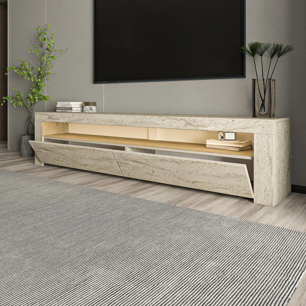 Porta TV in legno "Bati" - 150 x 36 x 46 cm - Travertino