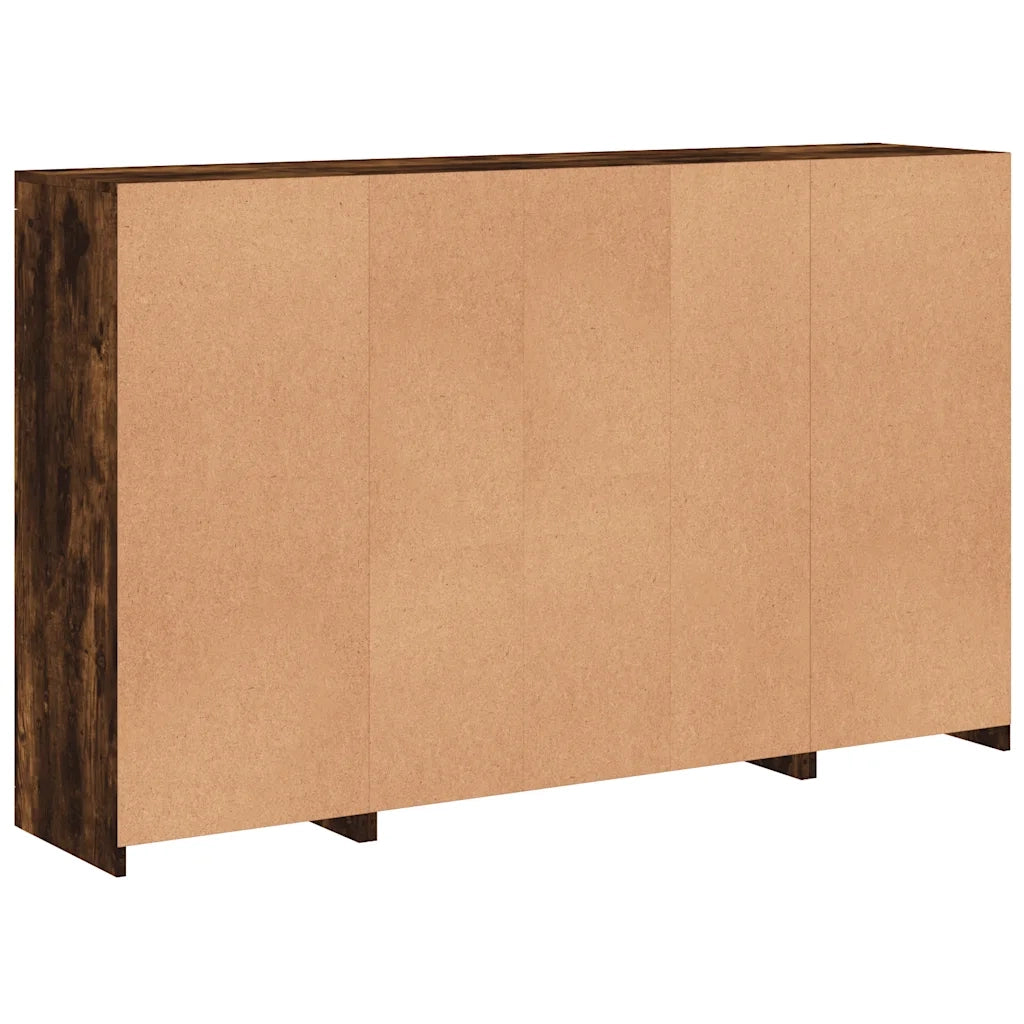 Credenze con Luci LED 3 pz | Madia | Buffet da pranzo | Armadio da pranzo Rovere Fumo in Legno Multistrato