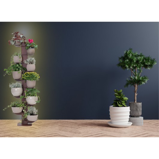 ALUBOX HYDRA Porta Piante Da Esterno E Interno A Colonna Autoportante Illuminato 167X49X30 Cm Porta Vasi Da Interno E Esterno Con Telaio In Alluminio E 10 Mensole 15,2 Kg