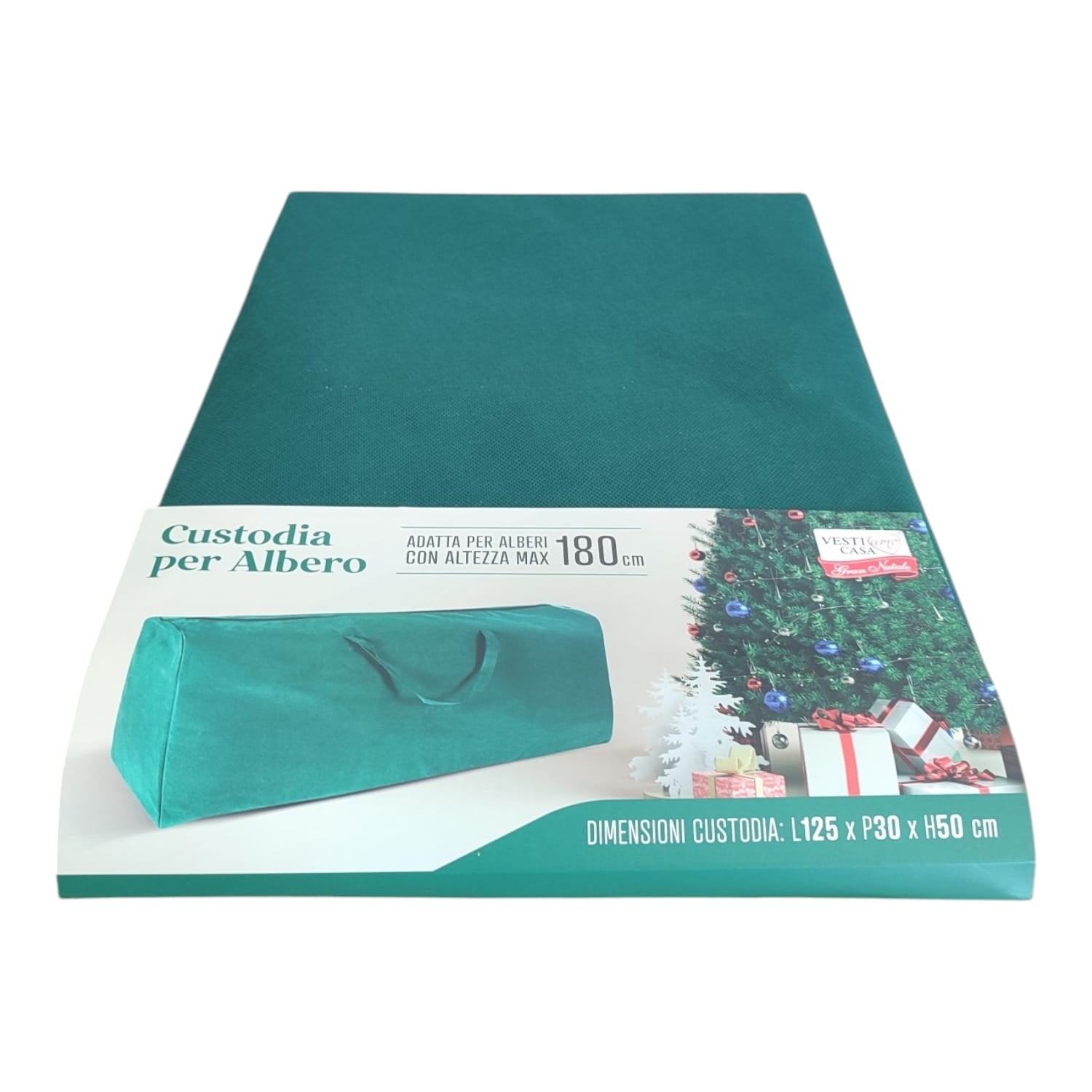 Custodia Albero di Natale in TNT Verde 125x30x50cm per Alberi 180cm