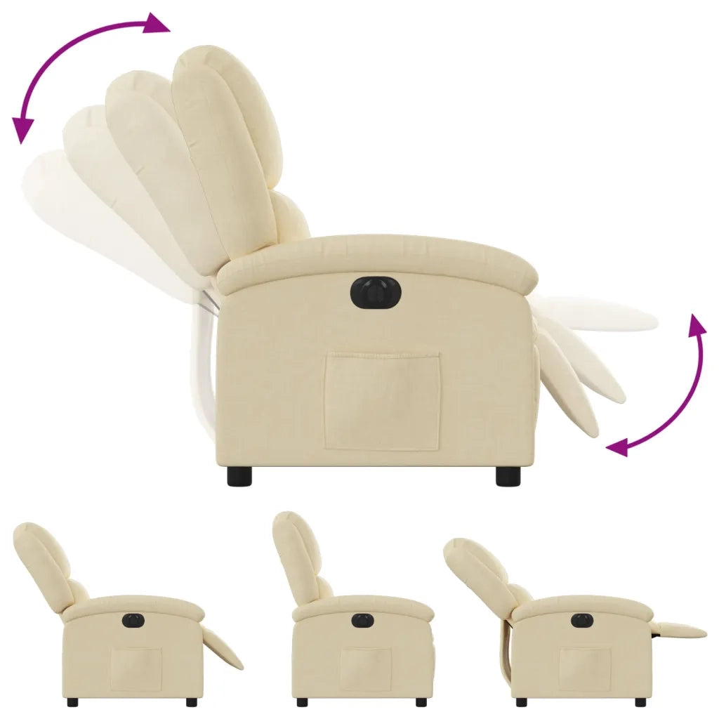 Poltrona Elettrica Reclinabile-Divano Sedia Crema in Tessuto 935109