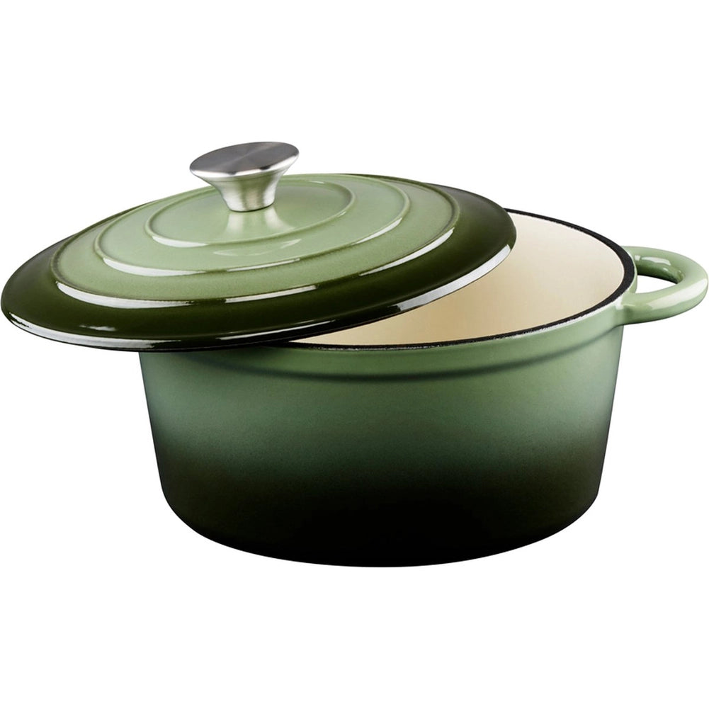 Padella in Ghisa con Coperchio Casseruola 24 cm Verde Adatto a Tutti i Fornelli