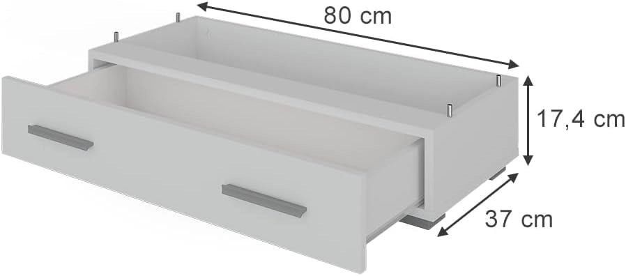 Modulo aggiuntivo Frank, Bianco, 80 x 17.4 cm con cassetto, adatto per l'ampliamento di armadi multifunzione