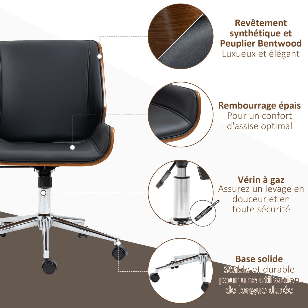 Sedia da ufficio design vintage altezza regolabile ¨C zephmum ¨C grigio 53x60x86-96 cm
