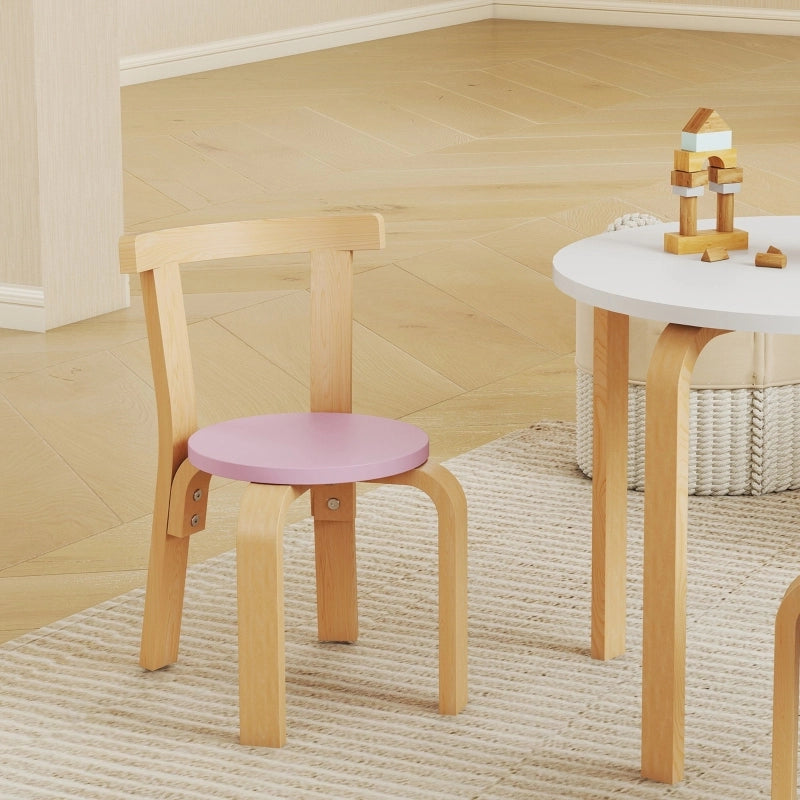 Set di tavolo e sedie per bambini composto da 5 pezzi, in legno massello leggero e colorato.