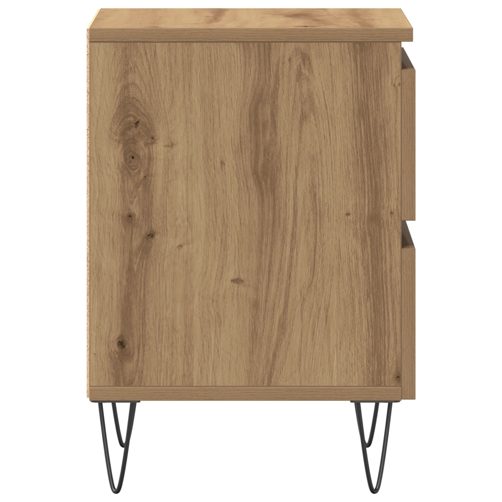 Comodini 2 pcs Rovere Artigianale 40x35x50 cm Legno Ingegnerizzato