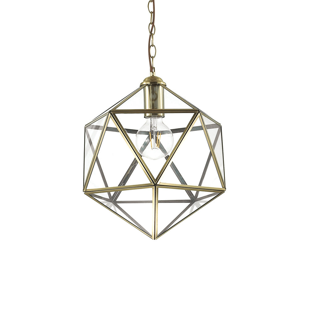 Sospensione Vintage-Decò Deca Metallo Ottone Brunito 1 Luce E27 Big