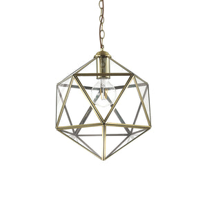 Sospensione Vintage-Decò Deca Metallo Ottone Brunito 1 Luce E27 Big