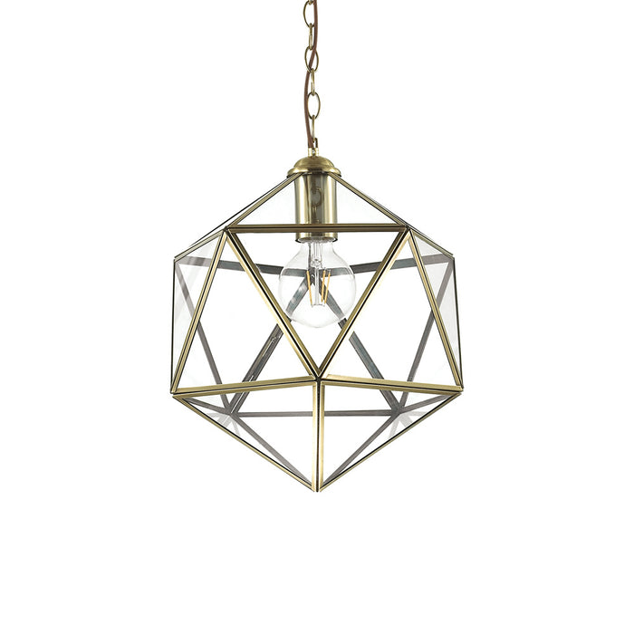 Sospensione Vintage-Decò Deca Metallo Ottone Brunito 1 Luce E27 Big