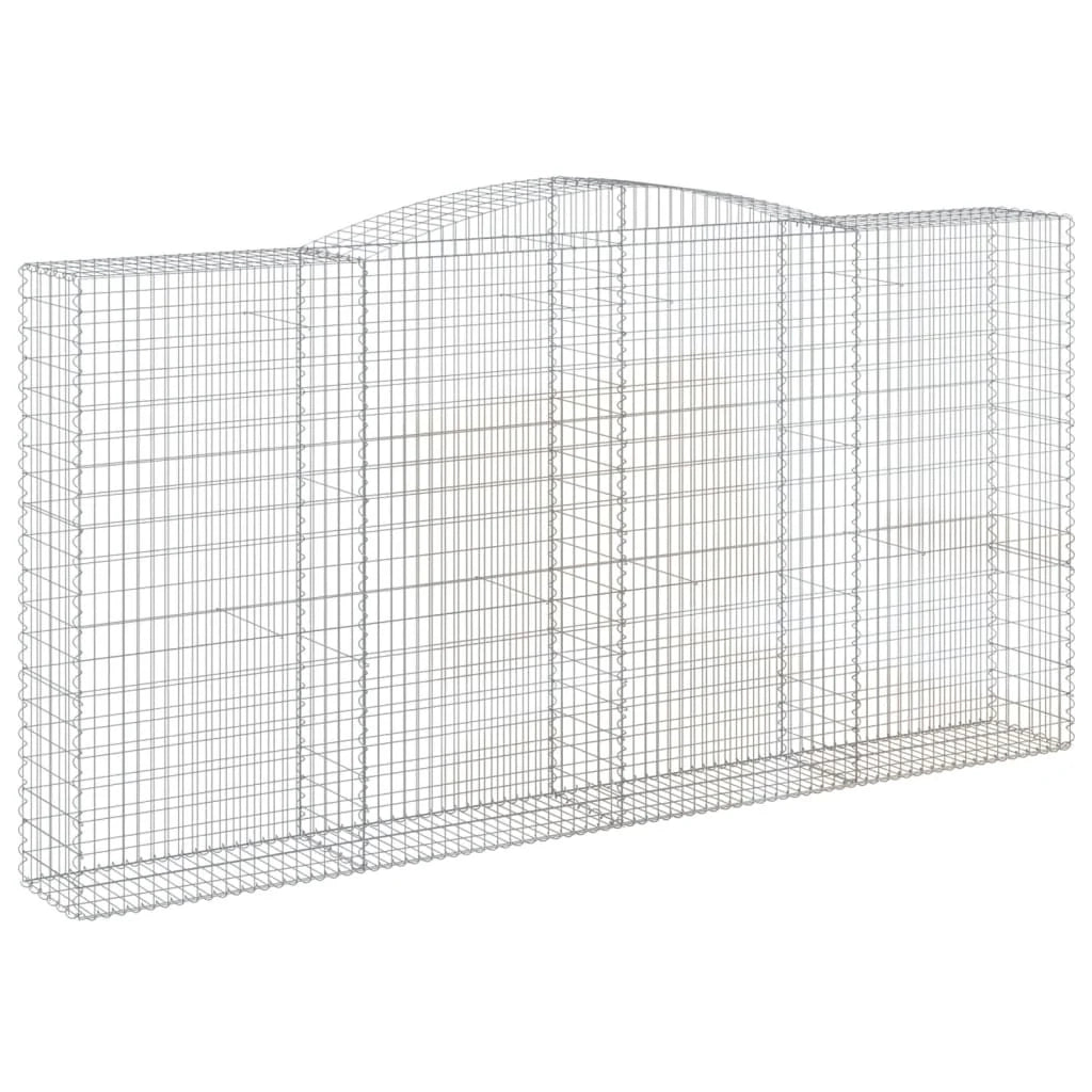 Cestini gabbioni recinzione a gabbia muro di contenimento ad arco 5 pezzi 400 x 50 x 200/220 cm ferro zincato argento 02_0040947