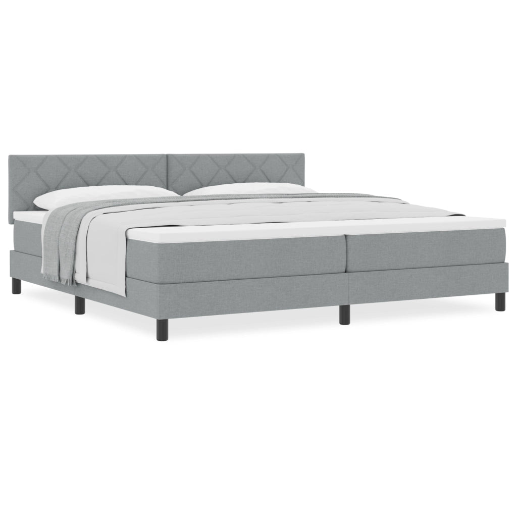 Letto Box Spring con Materasso Grigio Chiaro 200x200 cm Tessuto