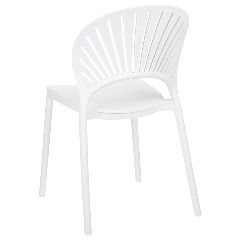 Set di 4 sedie da pranzo in plastica bianco per interni ed esterni da giardino impilabili in stile minimalista