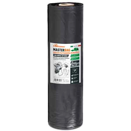 SACCHI PER NETTEZZA URBANA NERI CON ANIMA INTERNA 90x120 cm (20 pz/rt) - Spess. 50 micron - 6 rotolo
