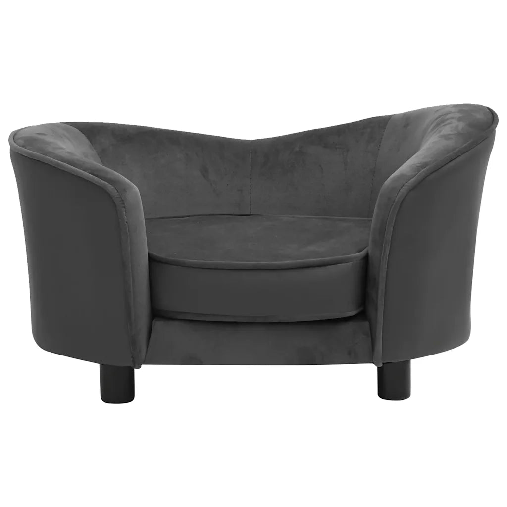 Divano per Cani Grigio Scuro 69x49x40 cm in Peluche e Similpelle 171033