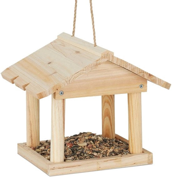 Piccolo nido d'uccello - decorativo e funzionale - 1 pezzo - legno di faggio non trattato - 22 x 26 x 22 cm