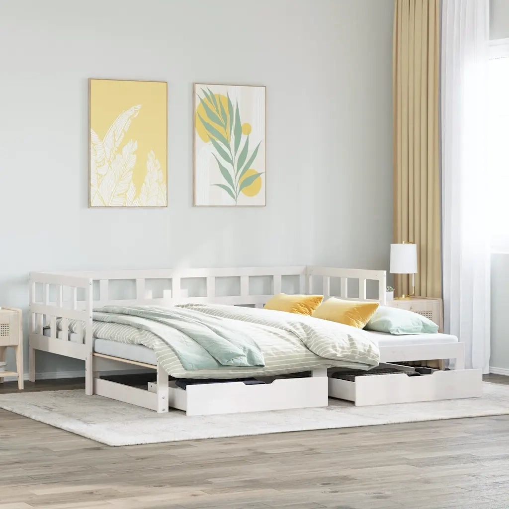 Letto Estraibile con Cassetti senza Materasso Bianco 90x200 cm 3302202