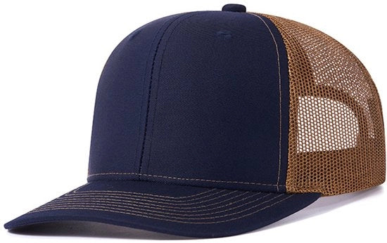 Cappello Trucker per Uomo - Cappello da Baseball per Uomo Respirante - Cappello da Baseball per Uomo e Donna - Blu Marino e Miele