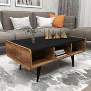 Mangone, Tavolino da Salotto con Piedini, 90x56x40h cm Marrone Rovere Nodi